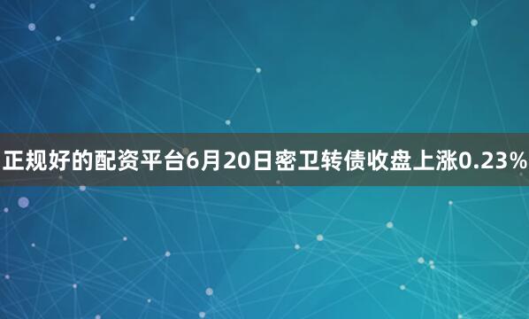 正规好的配资平台6月20日密卫转债收盘上涨0.23%